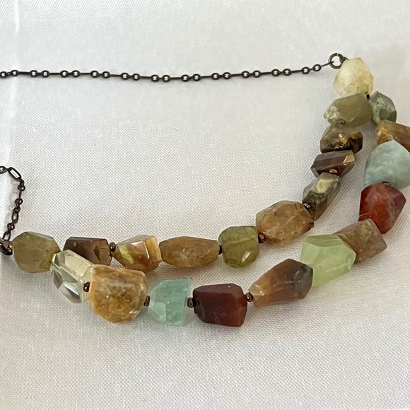 Faceted Semi-Precious Quartz 2 Strand Handmade Necklace One Of A Kind 21" - 24" - Picture 5 of 8